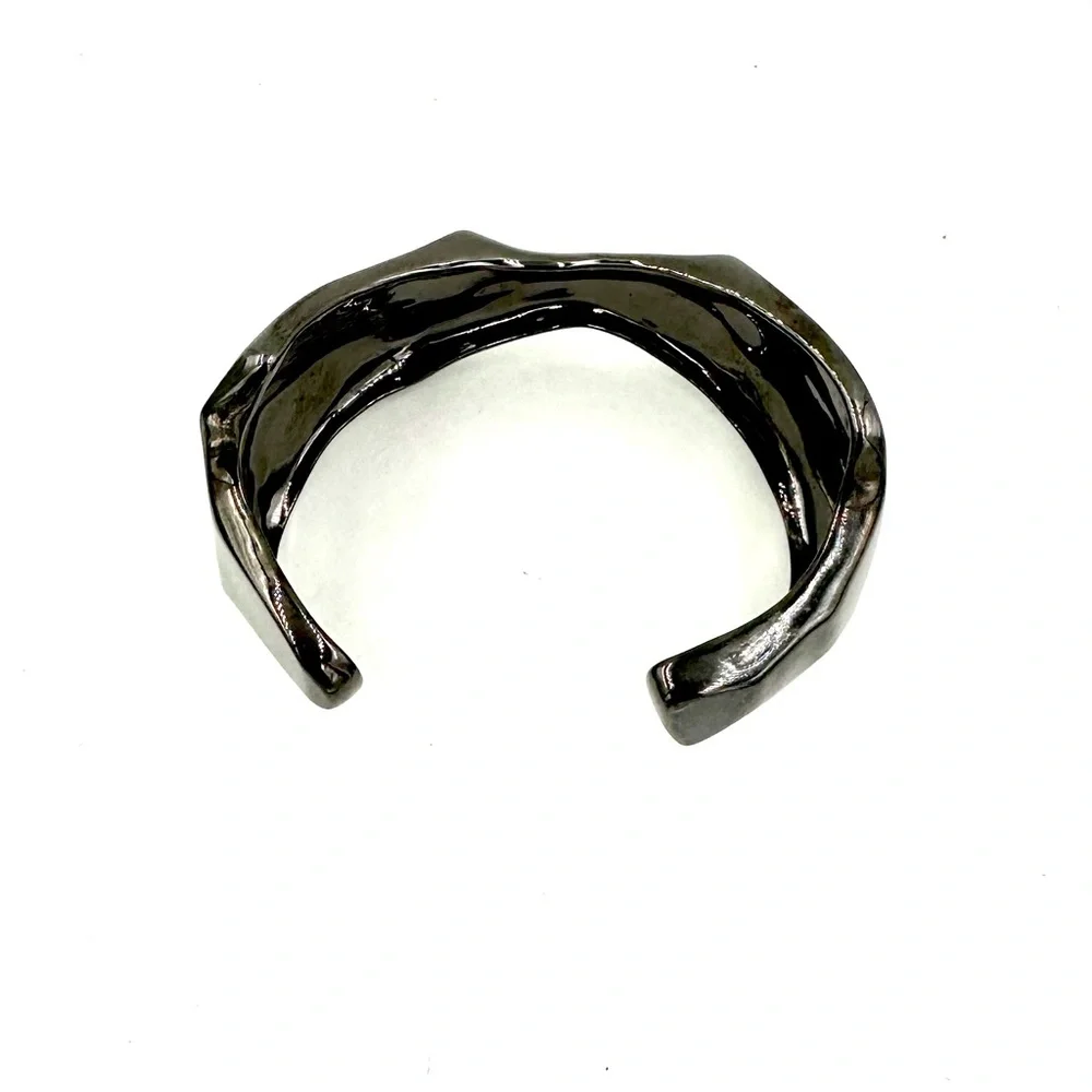 RLM Studio Black Patina Brass Chunky Wide Nugget Brutalist Form Cuff Bracelet